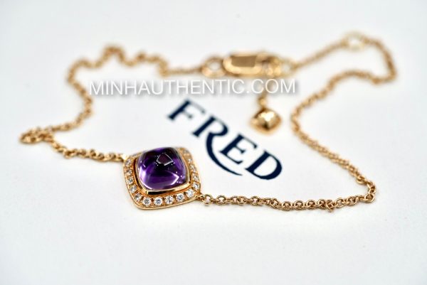 Fred Of Paris 18k Rose Gold Diamond Amethyst Pain De Sucre Bracelet 6B0235-000