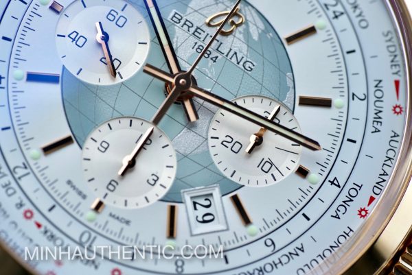 Breitling Transocean Unitime Chronograph 18k Rose Gold RB0510