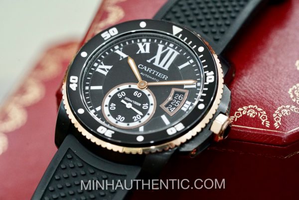 Cartier Calibre Diver 18k Rose Gold/ADLC Steel W2CA0004 3729