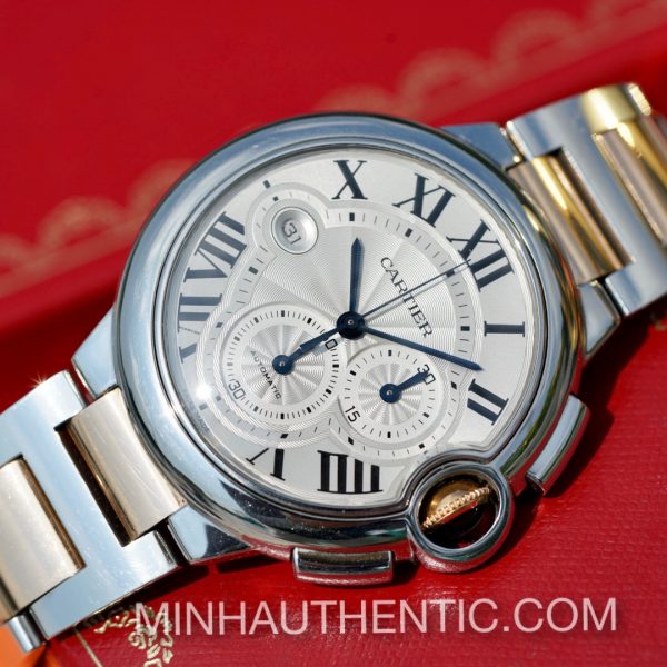 Cartier Ballon Bleu Chronograph 18k Rose Gold/Steel W6920075