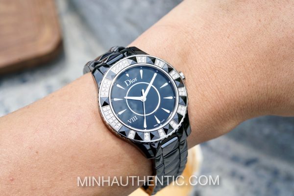 Dior VIII Place Vendome Black Ceramic Diamond CD1241E0C001 - Ảnh 2