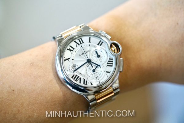 Cartier Ballon Bleu Chronograph 18k Rose Gold/Steel W6920075