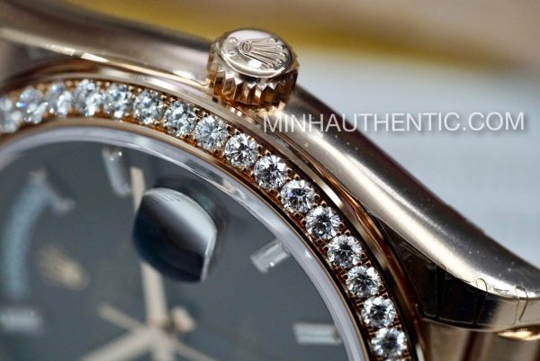 ROLEX DAY-DATE 40 18K ROSE GOLD DIAMOND BEZEL 228345RBR