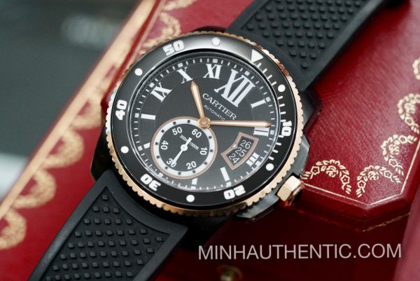 Cartier Calibre Diver 18k Rose Gold/ADLC Steel W2CA0004 3729