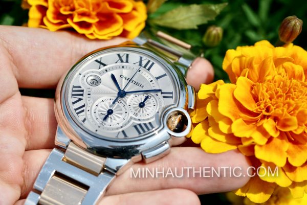 Cartier Ballon Bleu Chronograph 18k Rose Gold/Steel W6920075