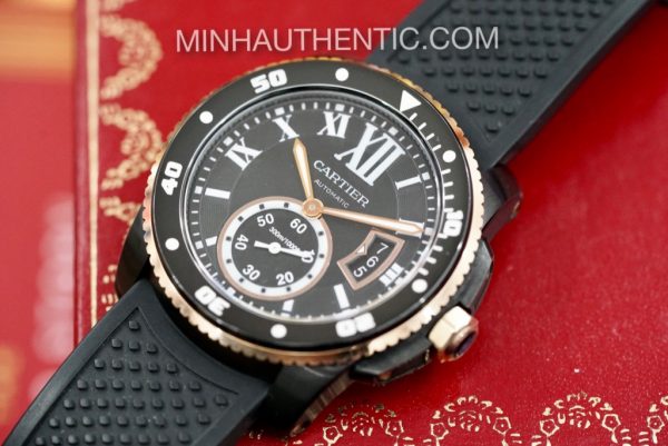 Cartier Calibre Diver 18k Rose Gold/ADLC Steel W2CA0004 3729