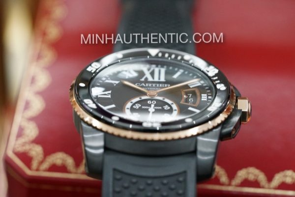 Cartier Calibre Diver 18k Rose Gold/ADLC Steel W2CA0004 3729