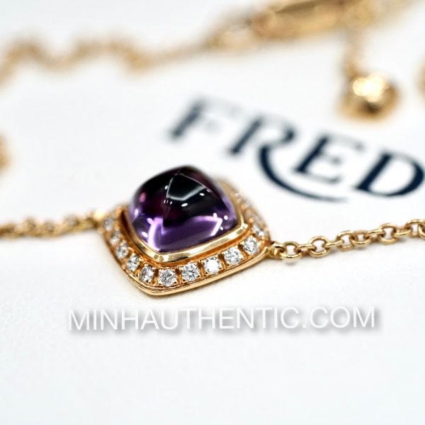 Fred Of Paris 18k Rose Gold Diamond Amethyst Pain De Sucre Bracelet 6B0235-000