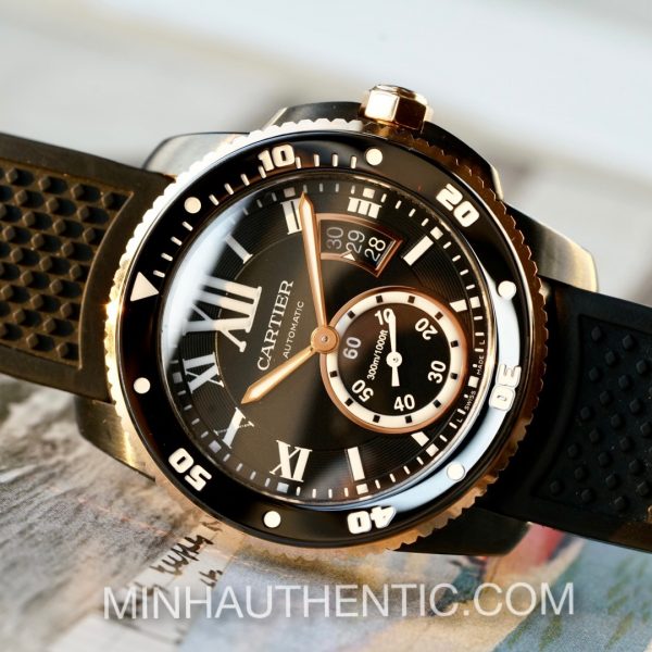 Cartier Calibre Diver 18k Rose Gold/ADLC Steel W2CA0004 3729