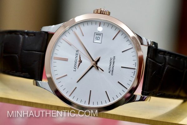 Longines Record Chronometer 18k Rose Gold/Steel L2.821.5.72.2 - Ảnh 2