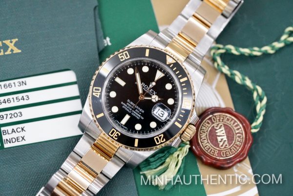 Rolex Submariner 18k Gold Steel Black 116613N