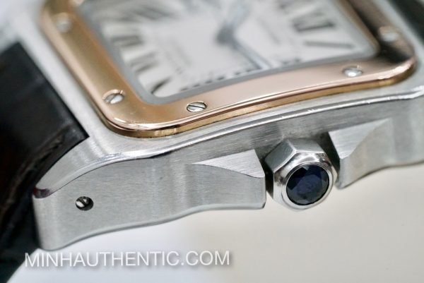 Cartier Santos 100 Medium 18k Rose Gold/Steel W20107X7 - Ảnh 10
