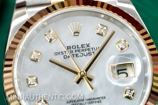 Rolex Datejust 36 18k Gold/Steel Diamond Mother of Pearl 126233 - Ảnh 10