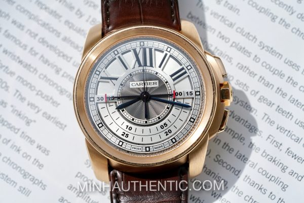 Cartier Calibre Central Chronograph 18k Rose Gold W7100004