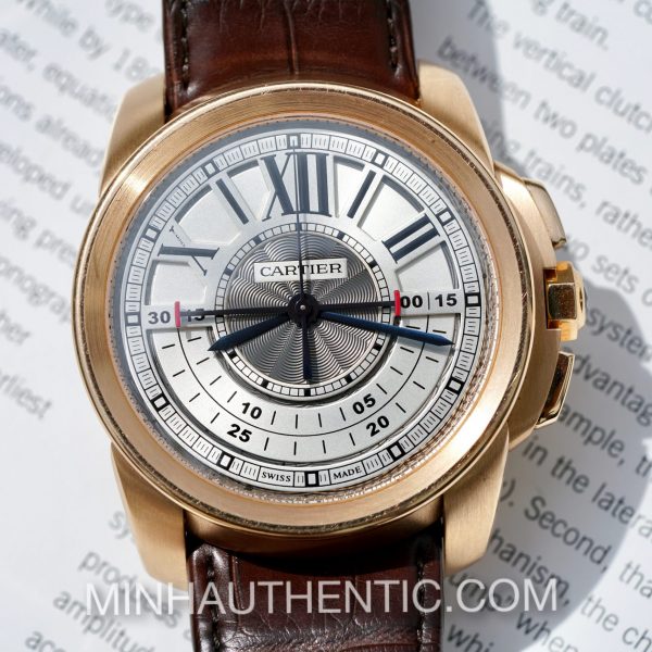 Cartier Calibre Central Chronograph 18k Rose Gold W7100004
