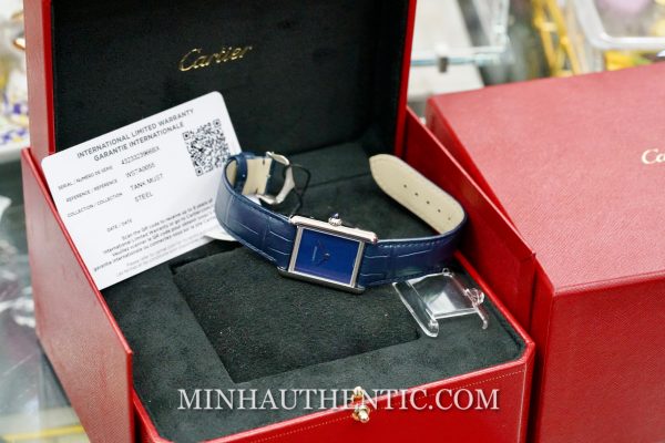 Đồng hồ Cartier Tank Must Large Blue WSTA0055 - Ảnh 2