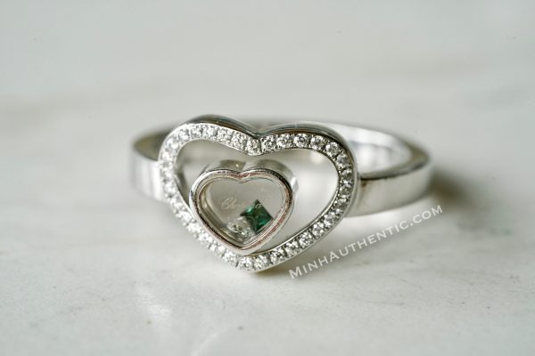 Chopard Happy Diamond 18k White Gold Diamond/Emerald Ring - Ảnh 6