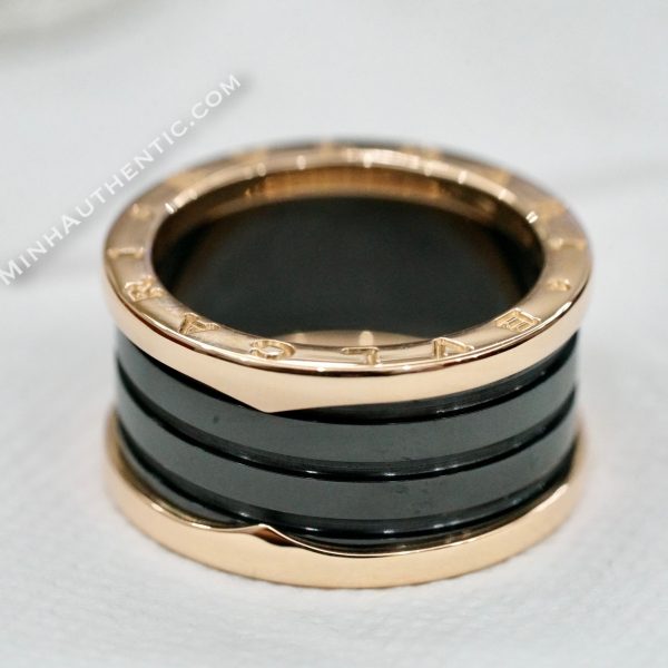 Bvlgari B.zero1 4-band Ring 18k Rose Gold/Black Ceramic