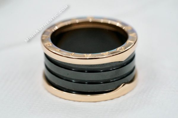 Bvlgari B.zero1 4-band Ring 18k Rose Gold/Black Ceramic - Ảnh 3