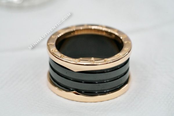 Bvlgari B.zero1 4-band Ring 18k Rose Gold/Black Ceramic - Ảnh 7