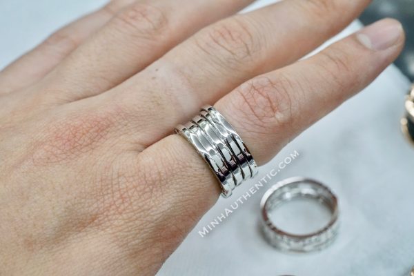 Bvlgari B.zero1 4-band 18k White Gold Ring - Ảnh 6