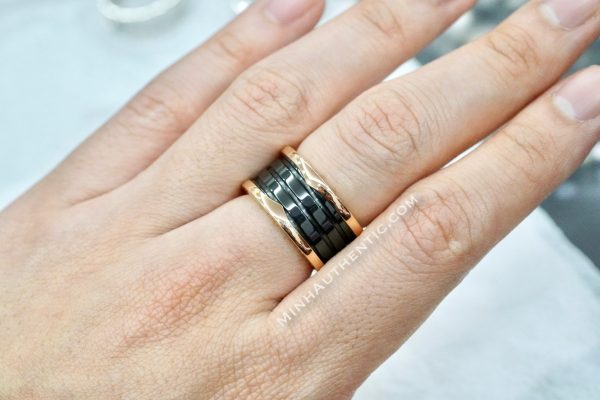 Bvlgari B.zero1 4-band Ring 18k Rose Gold/Black Ceramic - Ảnh 6