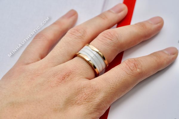 Bvlgari B.zero1 4-band Ring 18k Rose Gold/Ceramic AN855564 - Ảnh 2