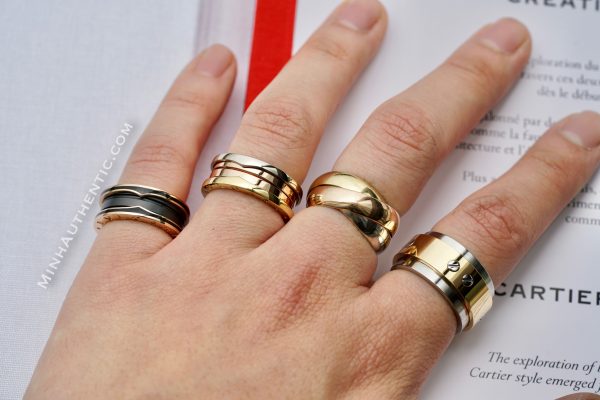 Cartier Santos 100 18k Gold/Steel Ring - Ảnh 5