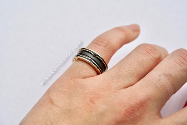Bvlgari B.zero1 2-band Ring 18k Rose Gold/Black Ceramic - Ảnh 2