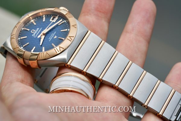 Omega Constellation Co-Axial Blue 18k Rose Gold/Steel 123.20.38.21.03.001 - Ảnh 5