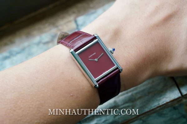 Cartier Tank Must Large Burgundy WSTA0054 - Ảnh 3