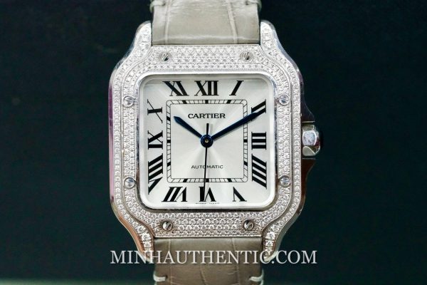 Cartier Santos Medium Diamond 18k White Gold WJSA0014