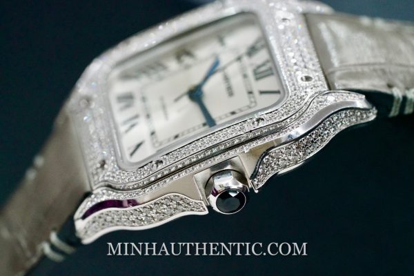Cartier Santos Medium Diamond 18k White Gold WJSA0014 - Ảnh 6