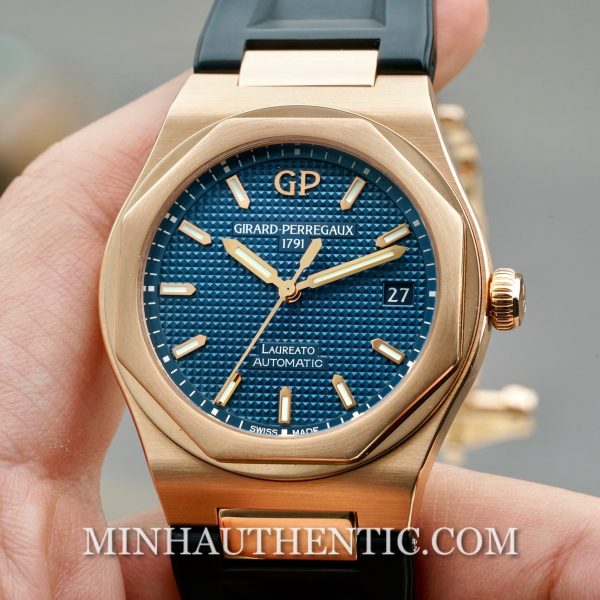 Girard Perregaux Laureato 38mm Blue Rose Gold 81005-52-432-BB6A