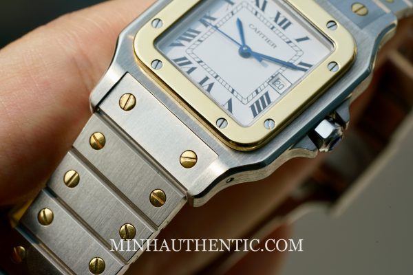 Cartier Santos Carree Automatic Gold Steel 2961 - Ảnh 2