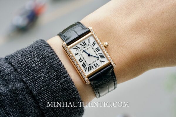 Cartier Tank Louis Large Diamond Rose Gold WJTA0014 - Ảnh 11